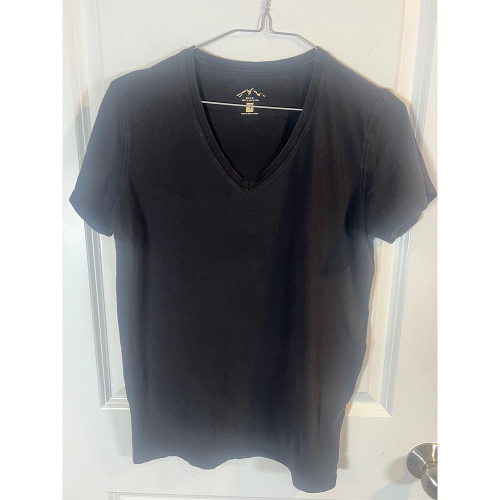 Blue Mountain Womens T-Shirt V-Neck Cotton Blend Black Size S